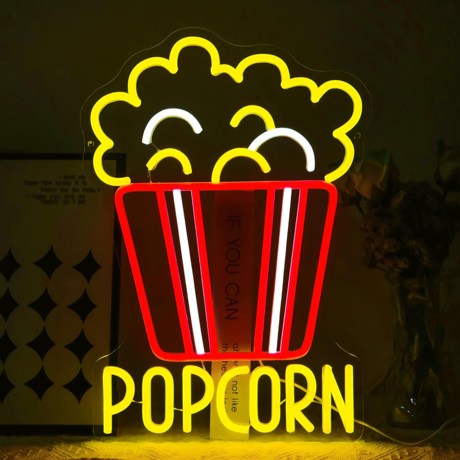 Home Cinema Food - لافتة نيون على شكل الفشار قابلة
