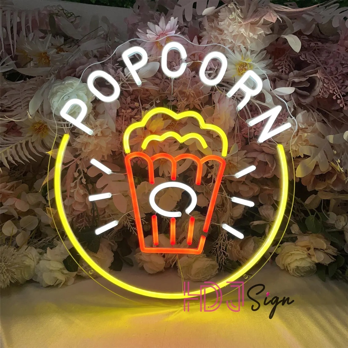 Home Cinema Food - لافتة نيون LED على شكل الفشار،