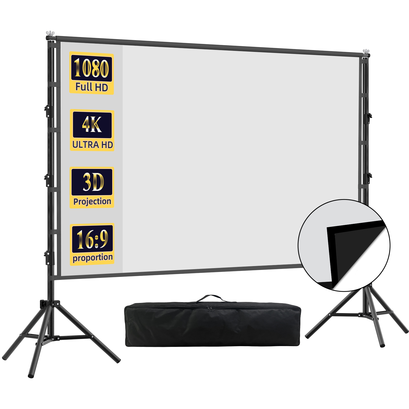 Home Cinema Rack - شاشة عرض VEIDADZ مع حامل، خلفية