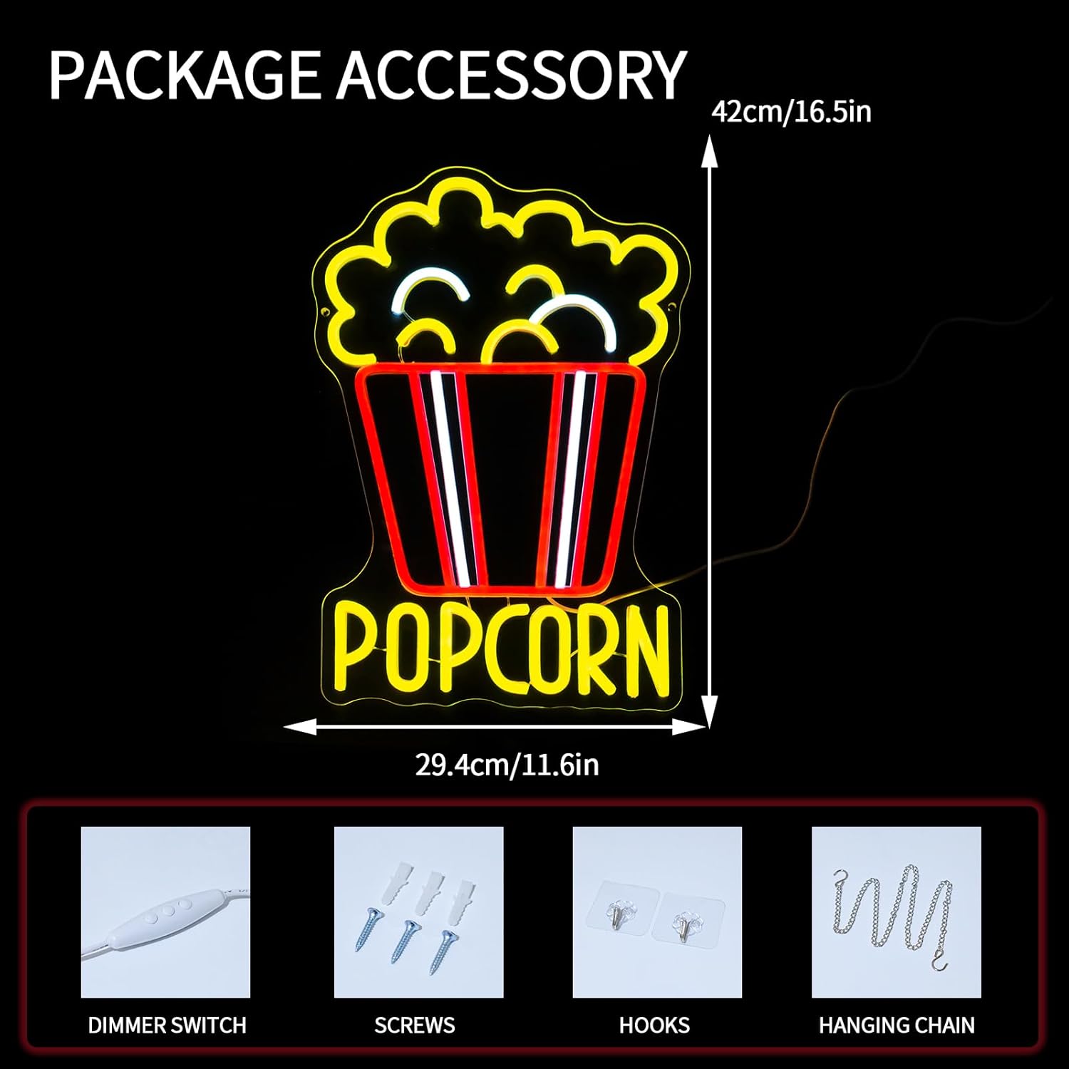 لافتة نيون على شكل الفشار قابل - مراجعة Home Cinema Food وسعره