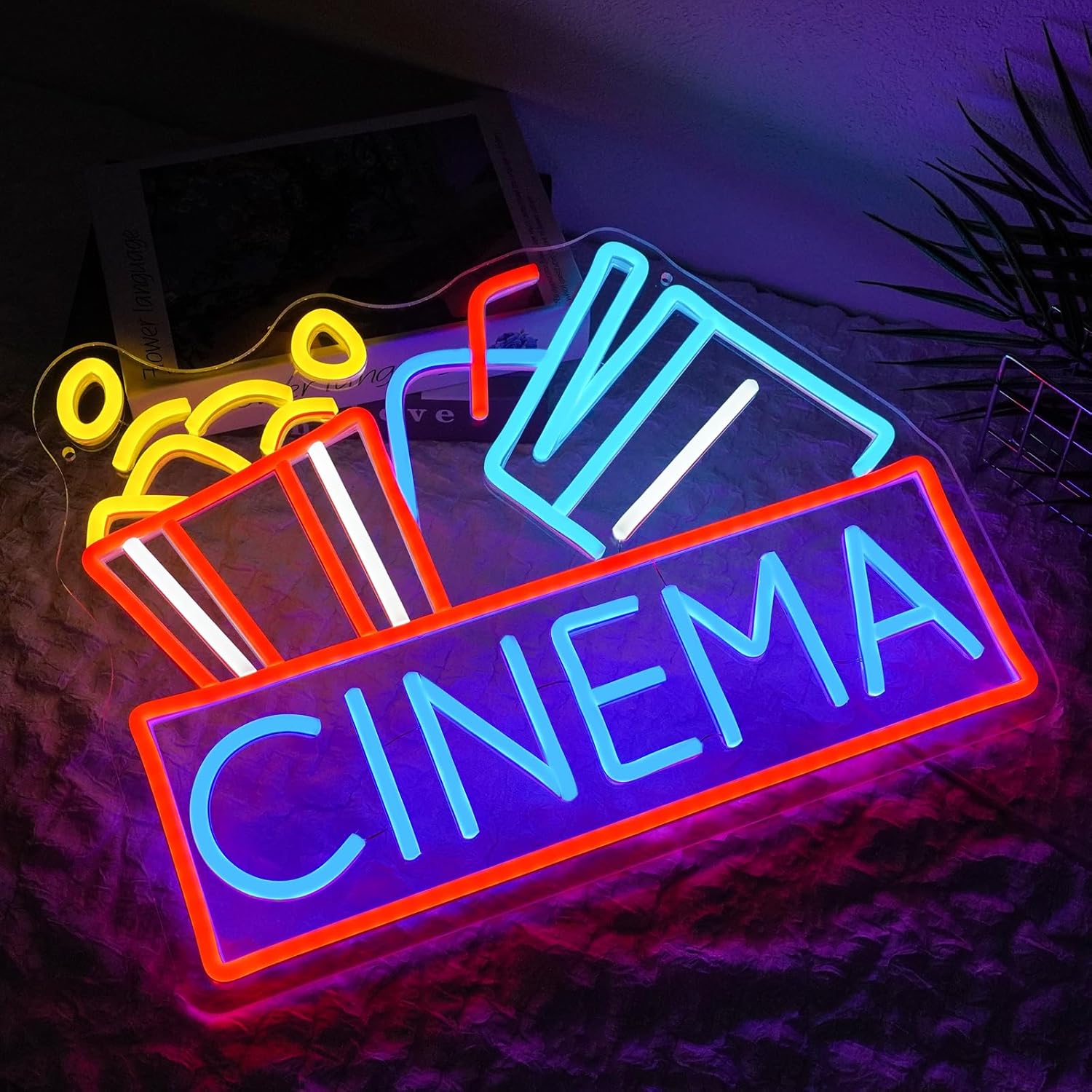 لافتة نيون على شكل الفشار قابل - مراجعة Home Cinema Food وسعره