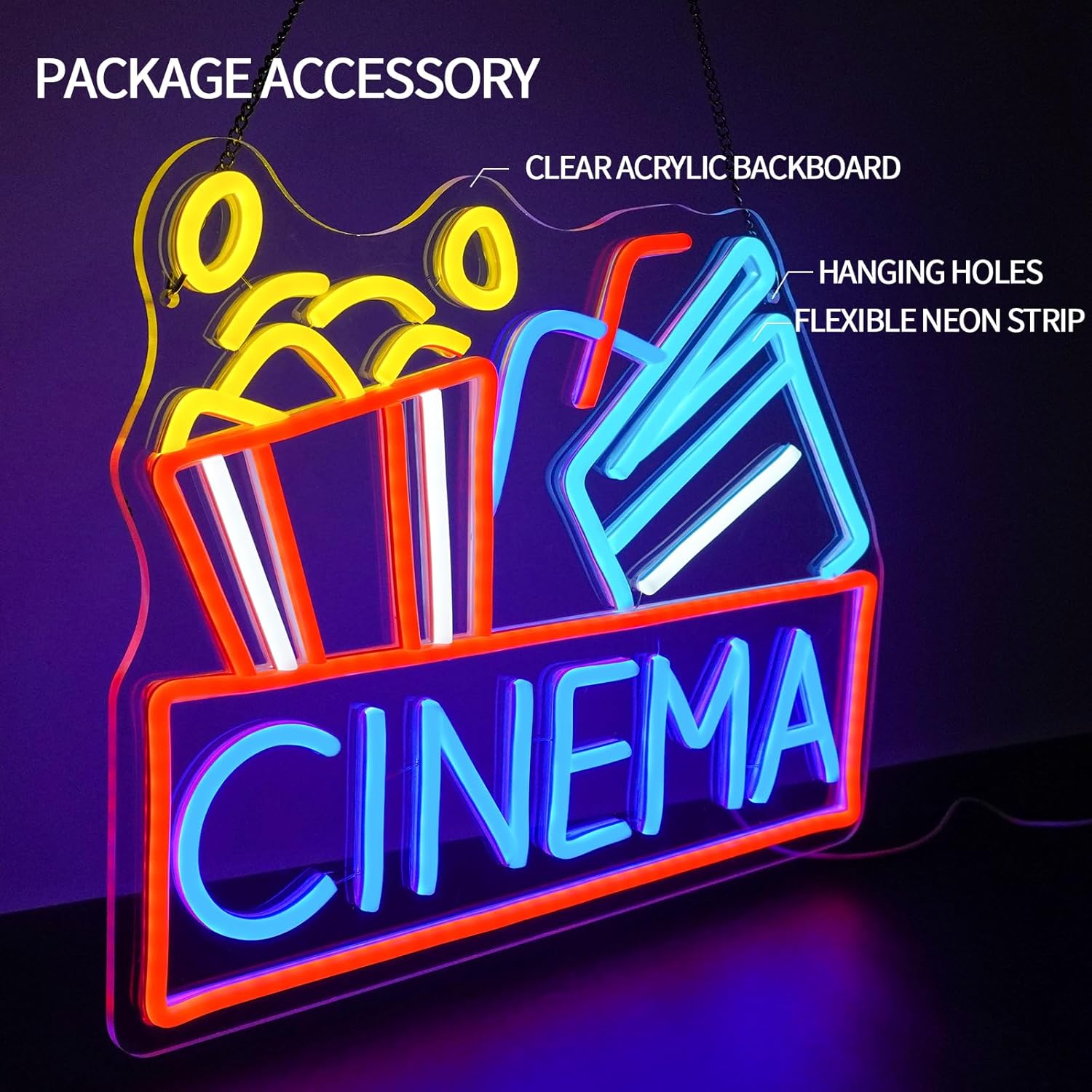 لافتة نيون على شكل الفشار قابل - مراجعة Home Cinema Food وسعره