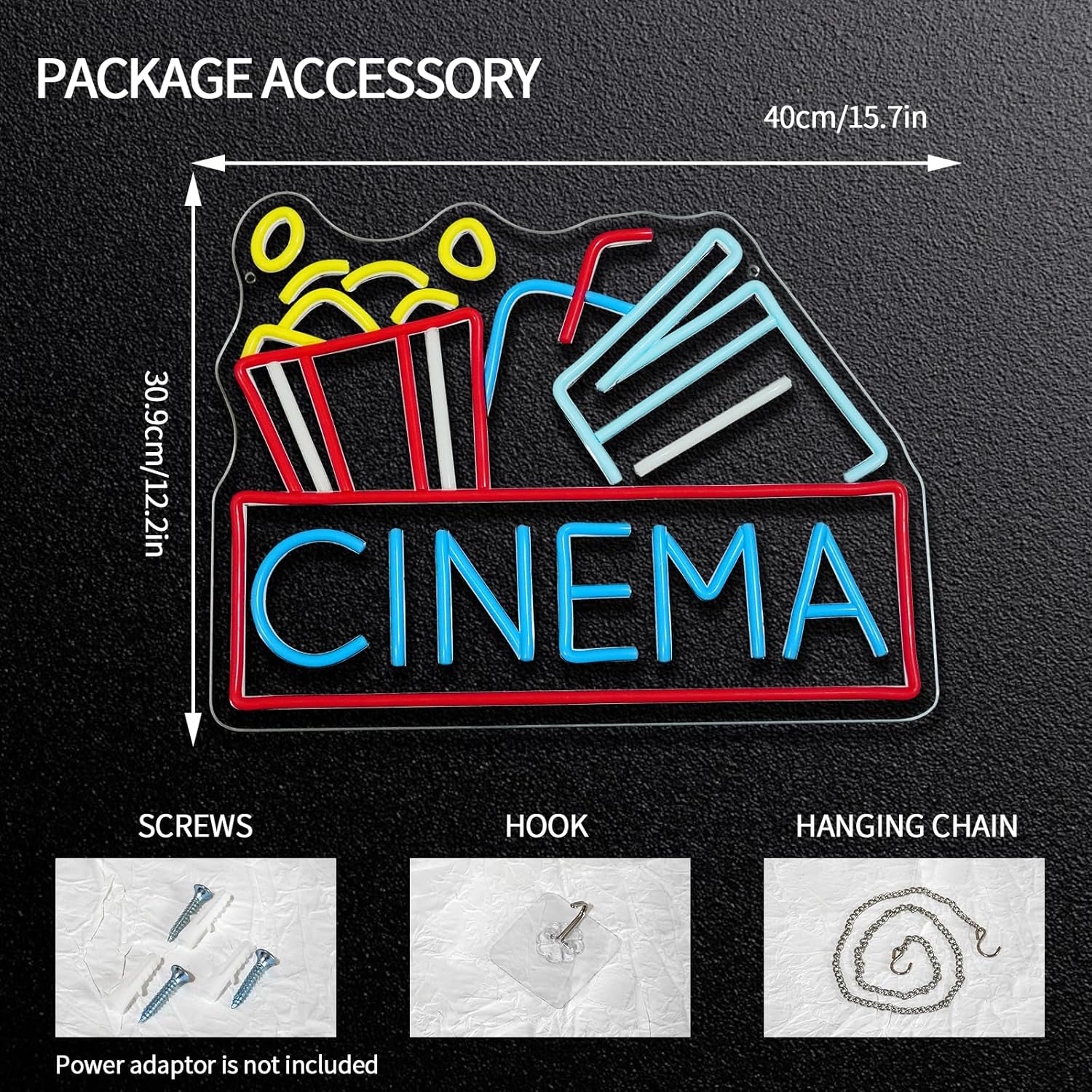 لافتة نيون على شكل الفشار قابل - مراجعة Home Cinema Food وسعره
